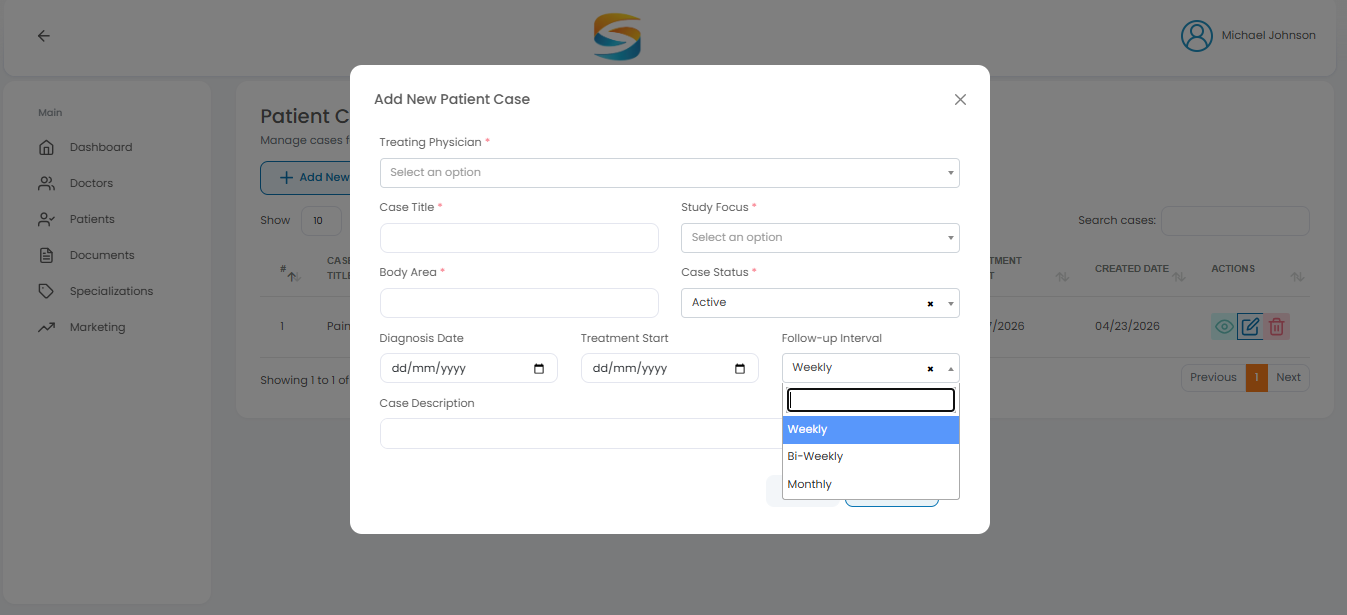 Follow-up Interval dropdown