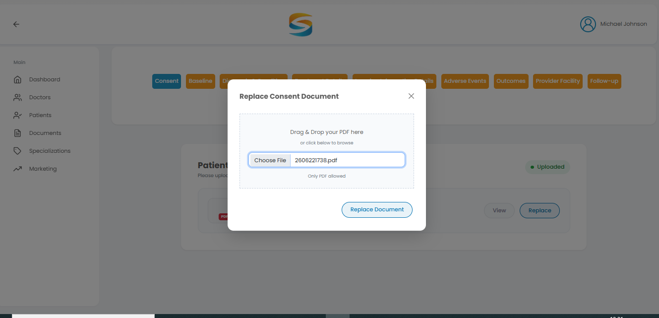 Consent document view option