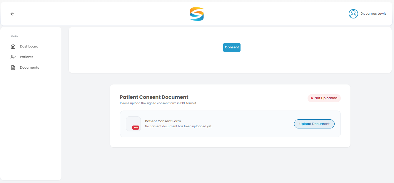 Consent document upload tab