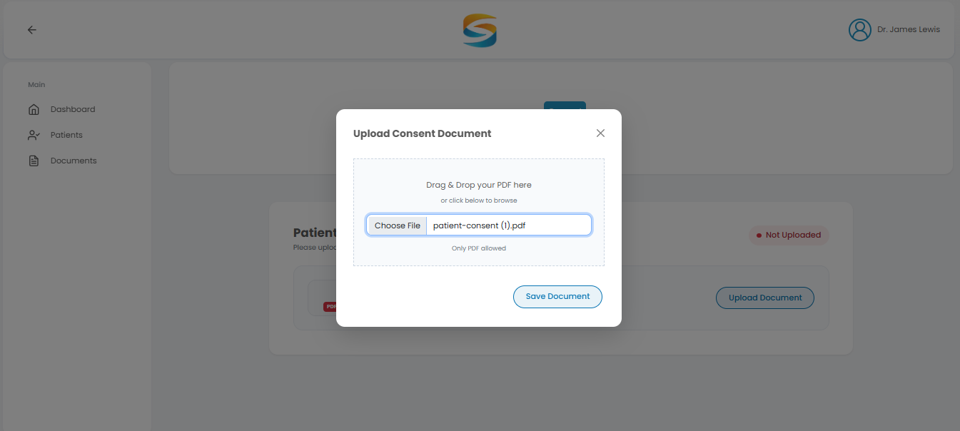 Consent document file selection