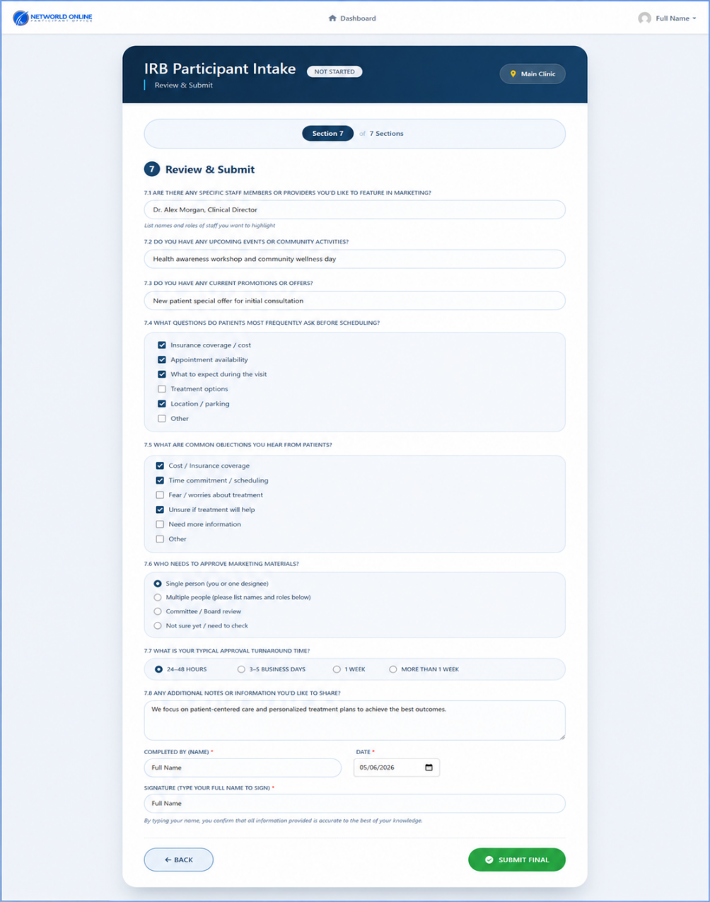 Section 7 Review and Submit